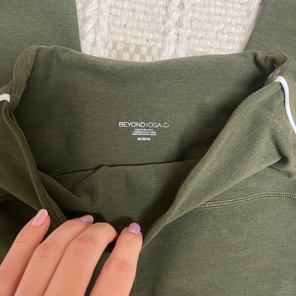 Olive Green High-Waisted Leggings - Beyond Yoga - Picture 3 of 4
